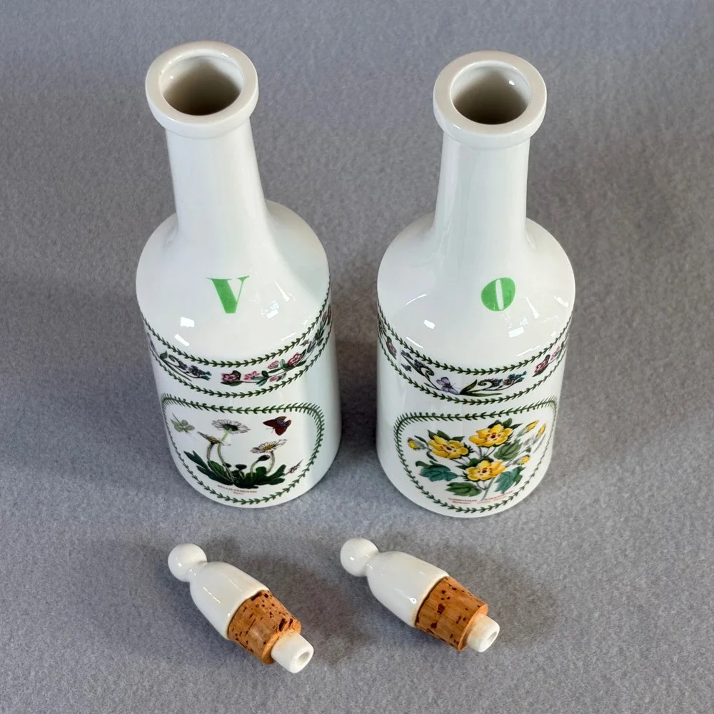 Vintage Portmeirion Botanic Garden Oil Vinegar Cruet Set 1991 England Floral